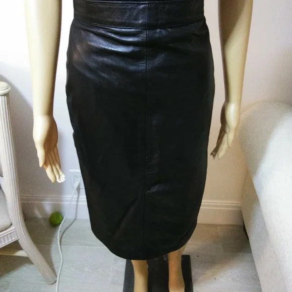 Black leather pencil skirt Euro Sz 40 Us Sz 8 - Picture 4 of 10
